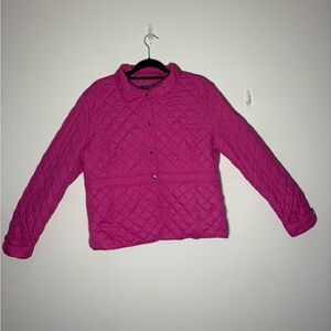 Lauren Ralph Lauren Pink Quilted Button Up Jacket Size XL